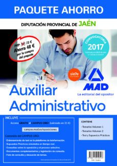 Paquete Ahorro Auxiliar Administrativo De La Diputación Provincial De Jaén. (Incluye Temarios 1 Y 2; Test Supuestos Prácticos; Y Acceso A Campus Oro)