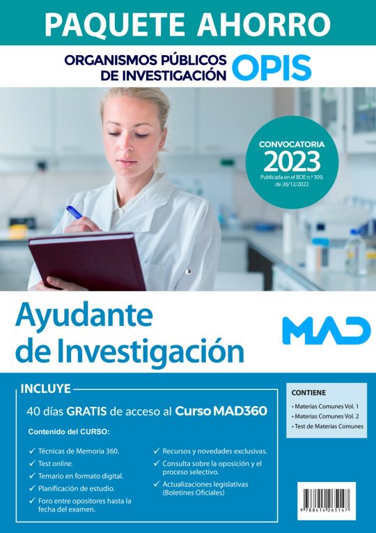 Paquete Ahorro Ayudante De Investigación Organismos Públicos De Investigación (Opis)